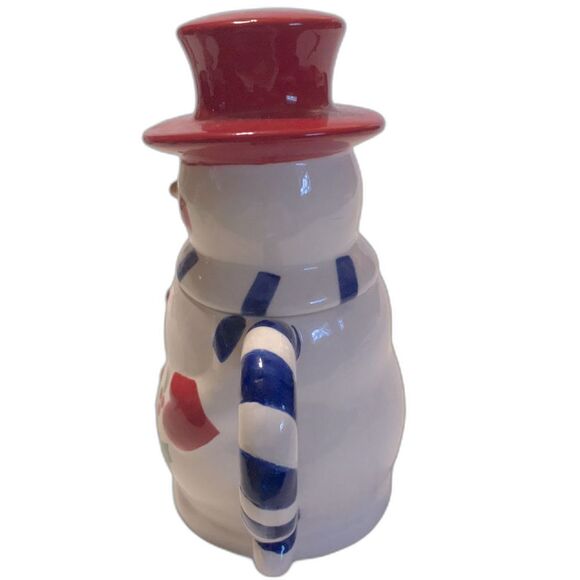 Temptations by Tara Snowman Tea set Pot & 2 Cups with Green & Red Lids - Picture 3 of 16